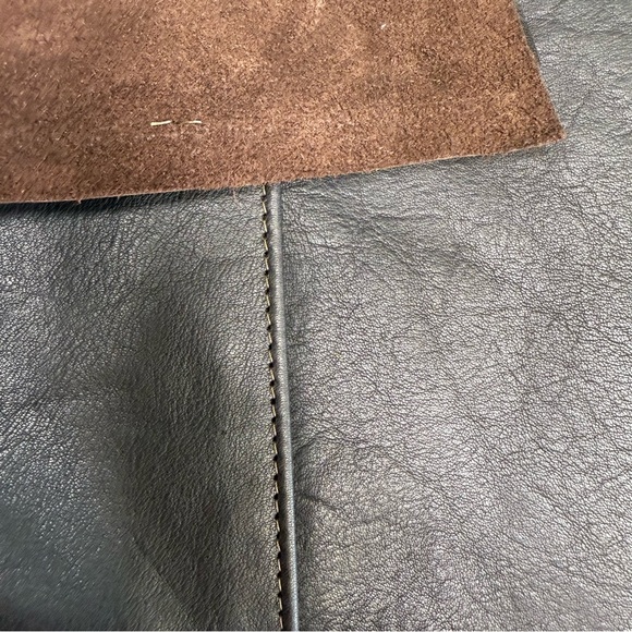 Brown Leather Scrap Remnant With Stitching 19”x42” - Picture 1 of 4